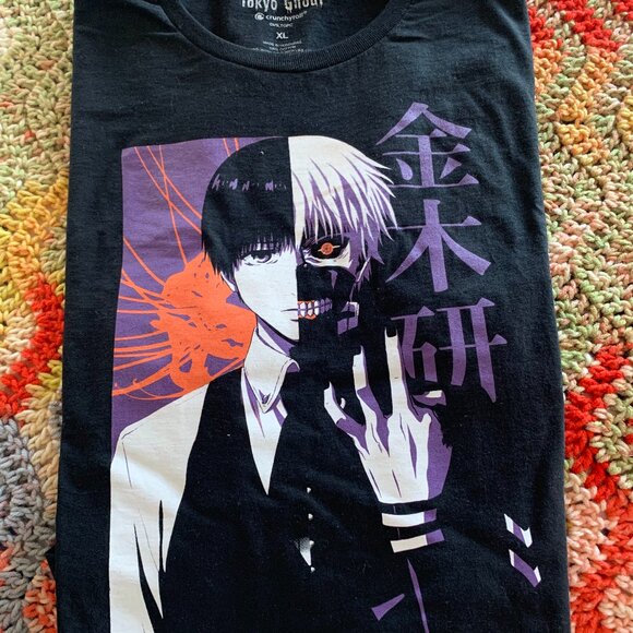 Men's Size XL Crunchyroll T-Shirt "Tokyo Ghoul" Black & Purple Hardly Worn - Picture 1 of 9